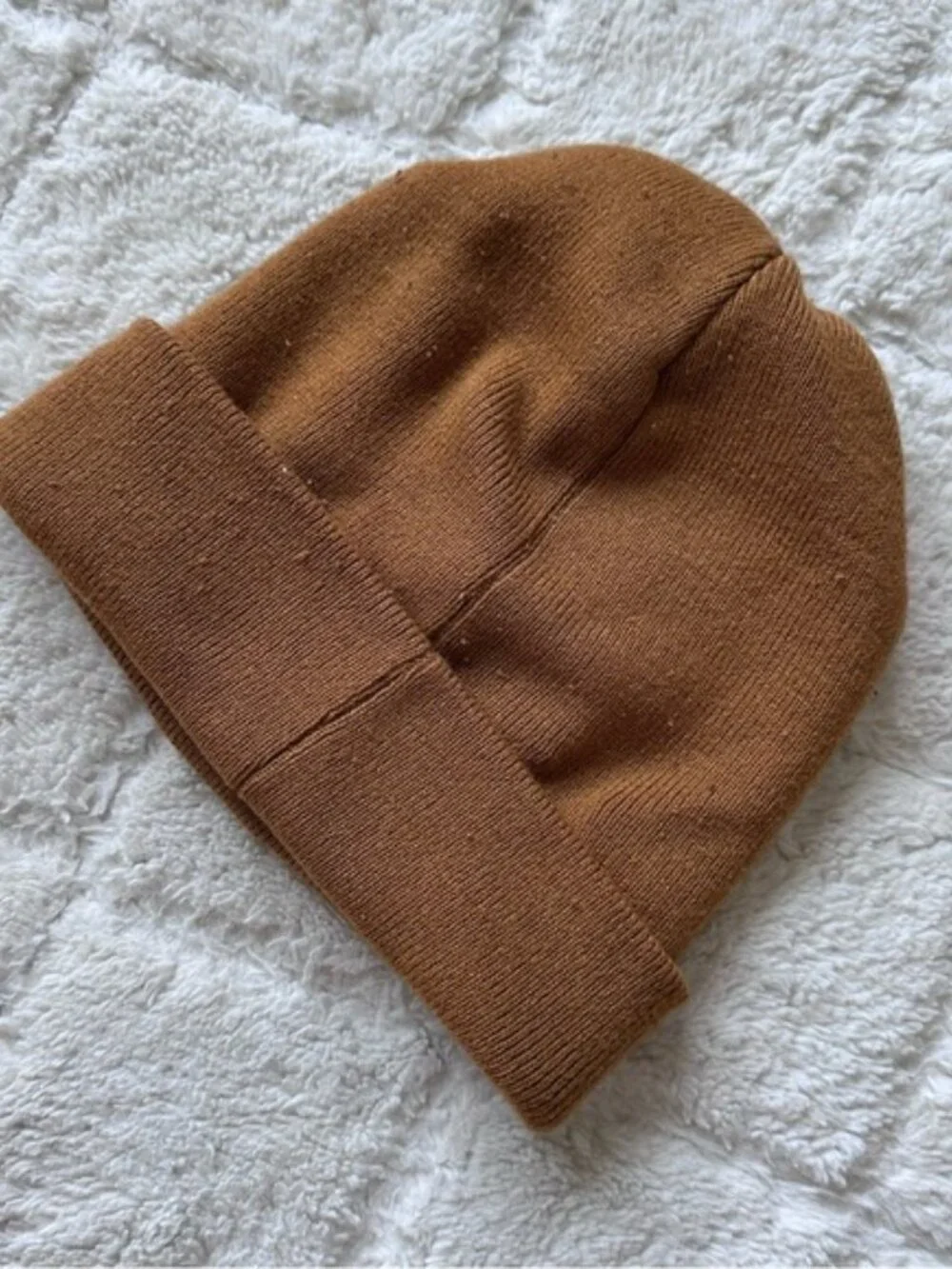 Timberland | Wheat Cuffed Ribbed Knit Beanie with Tonal Logo Patch | One Size